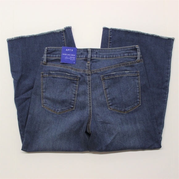 Apt. 9 Denim - Apt. 9 Wide-Leg Cropped Cutoff Blue Jeans - 8